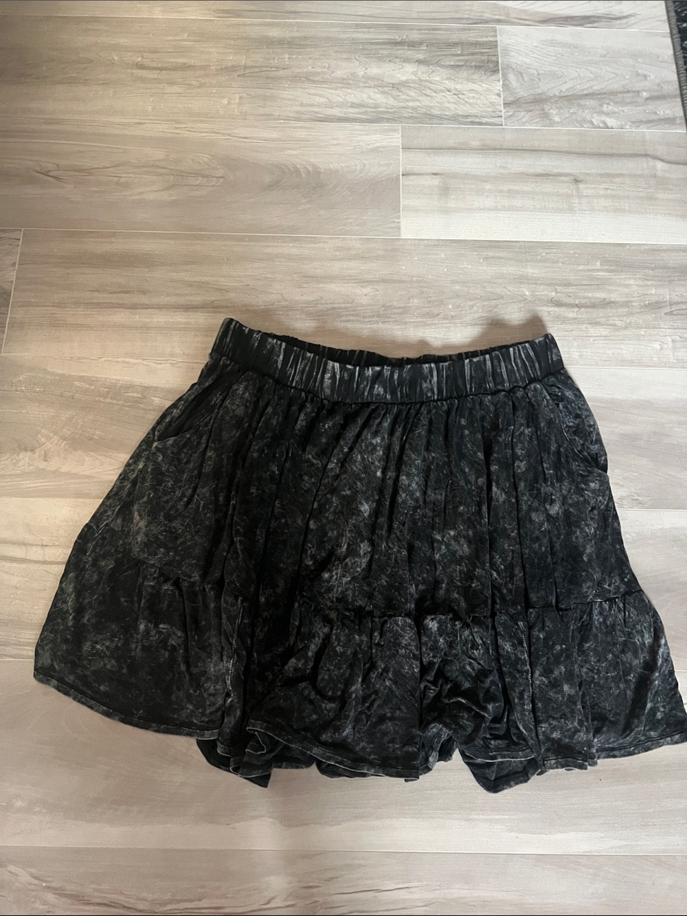 torrid Black Washed Tiered Skater Mini Skirt